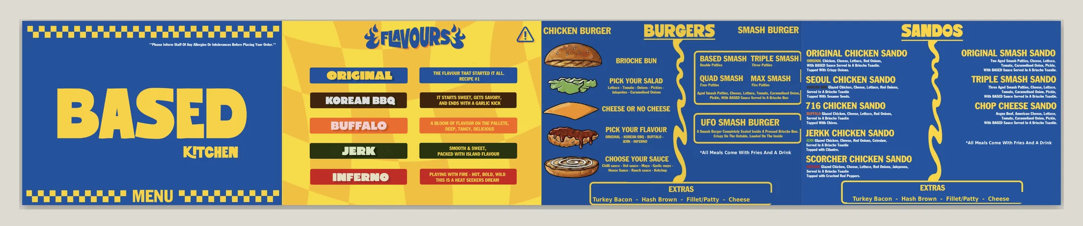 BasedKitch 4-Page Flat Brochure and Storefront Menu Layout Assets