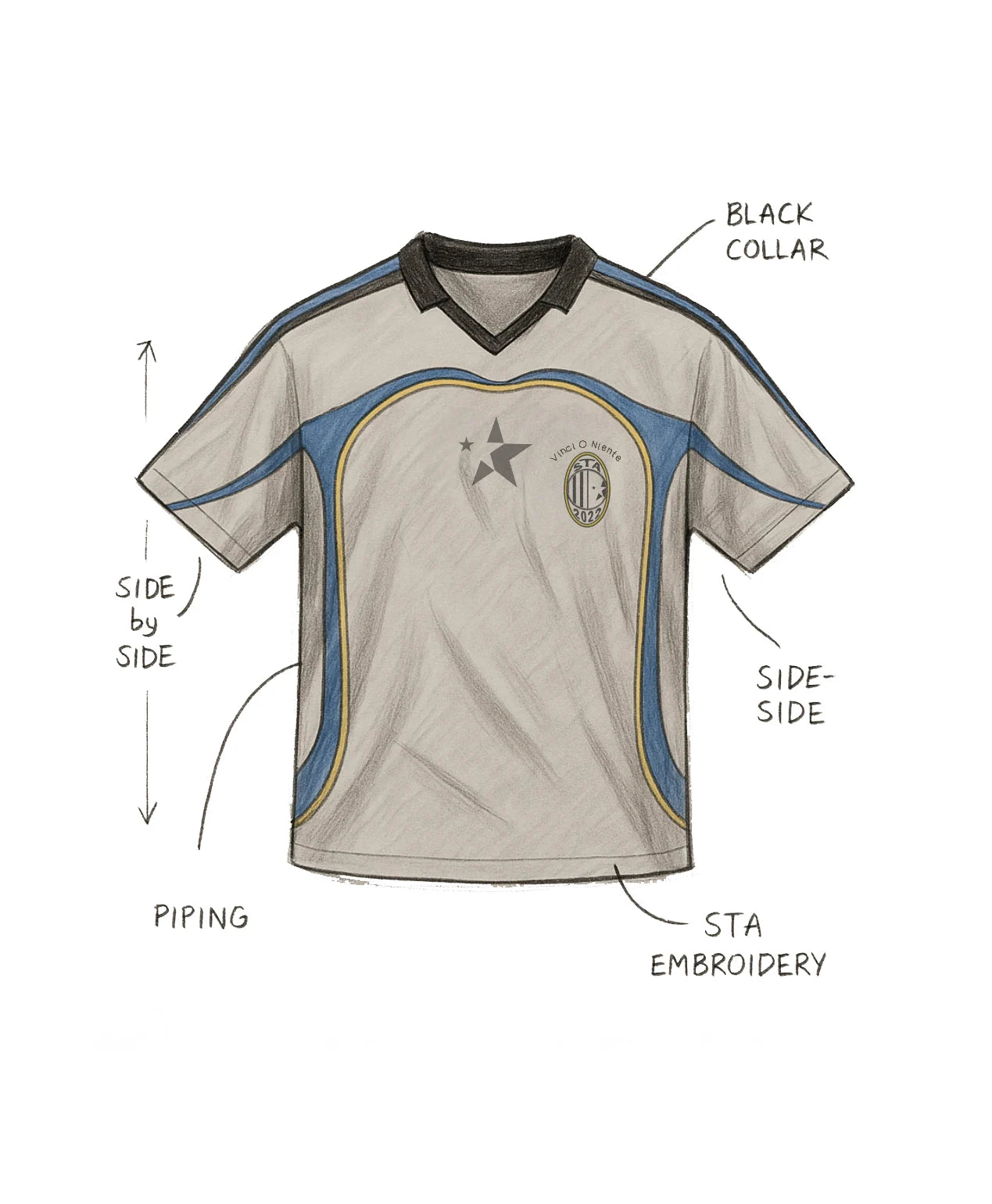 Technical jersey construction drawing